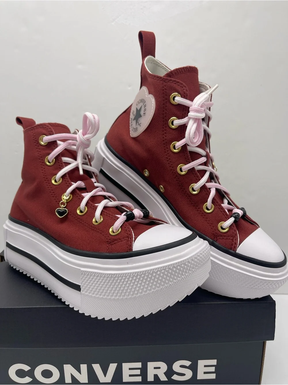 Converse CTAS LIFT DOUBLE STACK HI DEEP BORDEAU/SUGAR BERRY Platform Sneakers